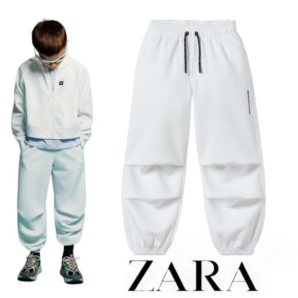 ZARA Kids | White | PLUSH PARACHUTE PANTS - Picture 1 of 7